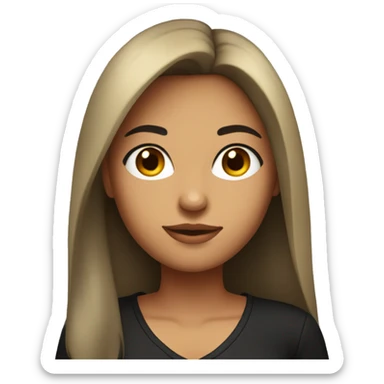 Beautiful girl with tan skin and long black hair with a v neck t shirt sticker