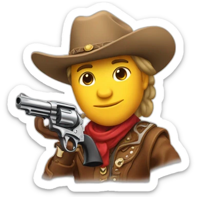 emoji cowboy with a Colt Python sticker