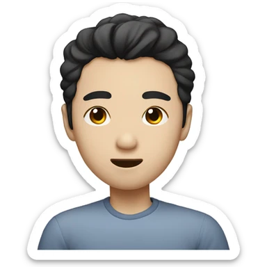 Korean man with black hair blows a kiss sticker