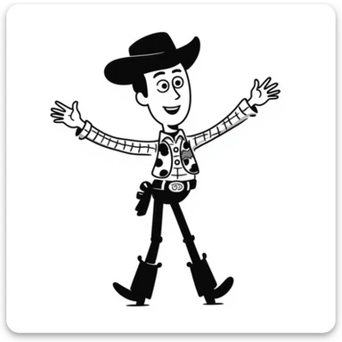 Woody from Toy Story notion style hand drawn doodle sticker