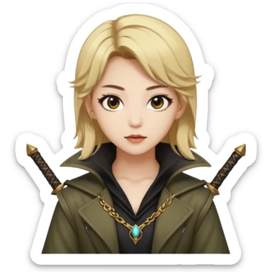 Rumi from K-pop demon hunters brown and blonde hair sticker