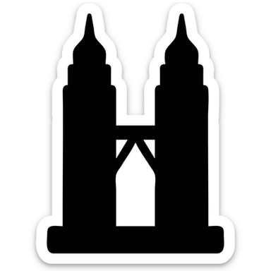 solid filled icon of the Petronas Towers with a slight perspective, suitable for slides sticker
