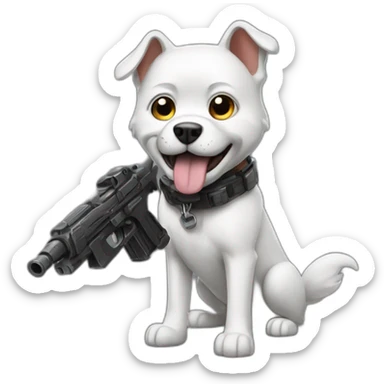 made an action movie dog with guns sticker