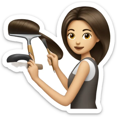 Brunette hairstylist  painting ha sticker