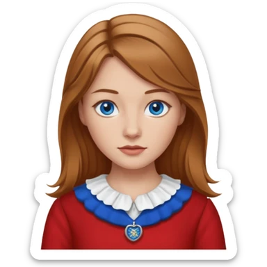 female with scottish red attire and dark blonde hair and blue eyes sticker