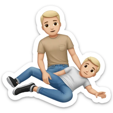 a man laying on ground sticker