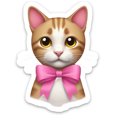 cat with pink bows sticker