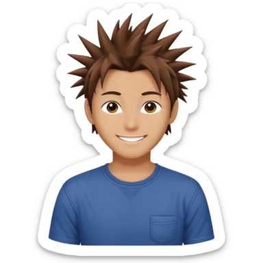 Yoh Asakura, spiky brown hair, casual pose sticker