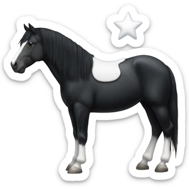 Black cob horse with a little white star and a white sock on the left back leg  sticker