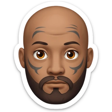 bald bearded man with face tattoo sticker