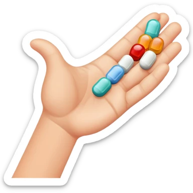 medicine pills in hand about to be swallowed sticker