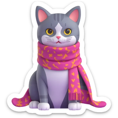cat with scarf sticker
