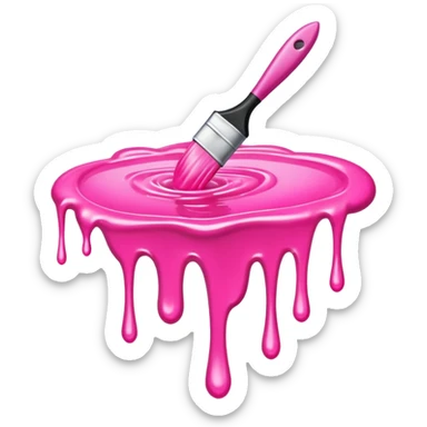 flying art brush dripping pink slop  sticker