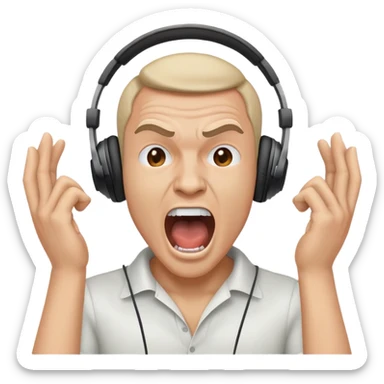 bold guy with headphones screaming sticker
