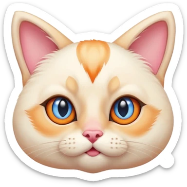 Chubby flame point Siamese, white fur with orange highlights, blue eyes, very cross/eyed sticker