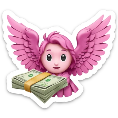 cash with wings pink sticker