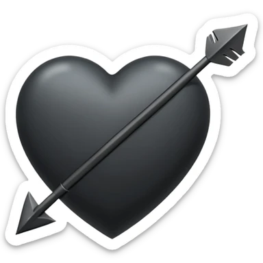 Black heart with cross arrow. Don't use red colour . Use normal Arrow which goes from one side and come out of other . Don't use fancy arrow. Make it that it goes from bottom right to come on top left. Don't use red colour. Use only one arrow 💘 sticker