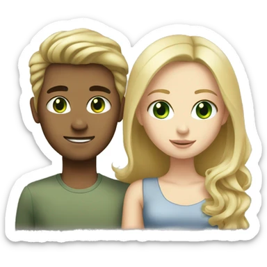 Blonde green eyed white girl with a tall brunette brown eyed guy sticker