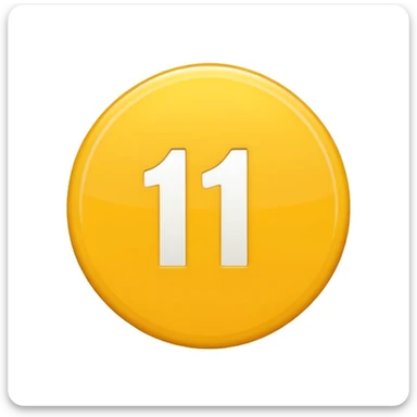 emoji style number 11, simple and bold, yellow circle with white number 11 in the center sticker
