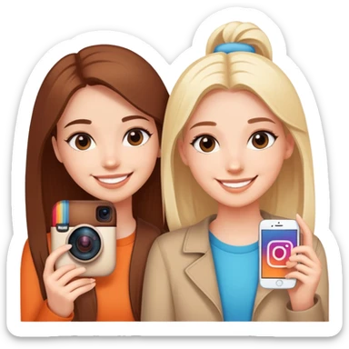 Best friends forever with Instagram logo, hashtag BFF, social media icons sticker