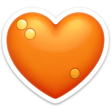 Corazon naranja con un punto abajo sticker