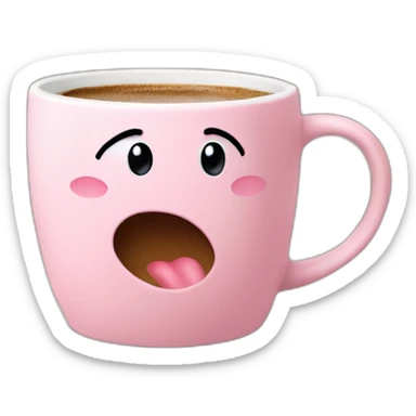 Hot coffee in a light pink matte mug sticker