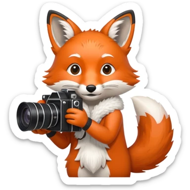 red fox white camera sticker
