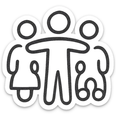 Google Material Design icon for 'Accessibility / Inclusion' showing a universal access symbol or diverse group of people sticker