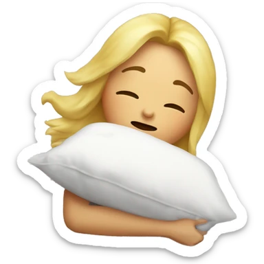 chica rubia durmiendo en una almohada sticker