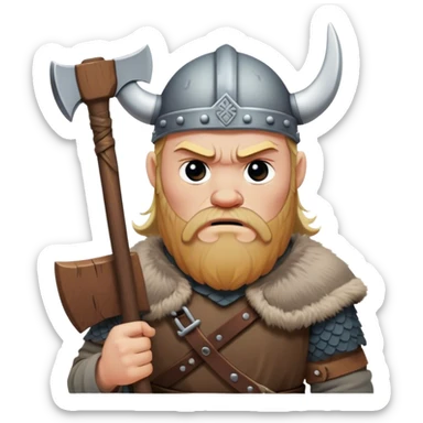a very sad Danish Viking with an ax in his hands sits sad
realistic sticker
