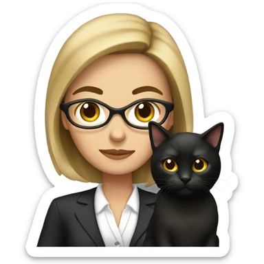 female brunette lawyer with a black cat sticker