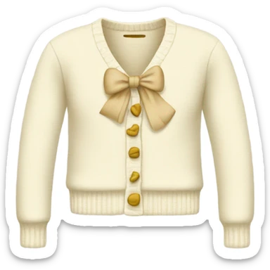 cream Cardigan with  bow sticker