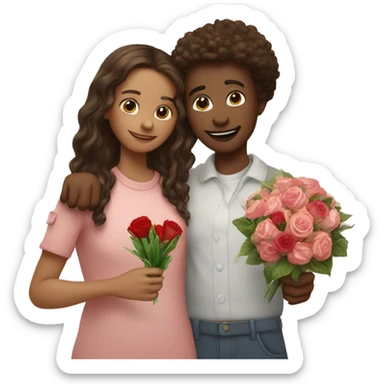  girl and her bestfriend making a heart and g  ives bouquet sticker