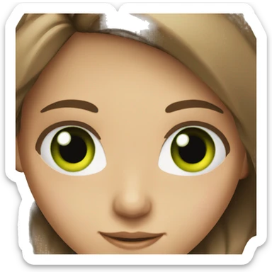 teen girl brown hair green eye sticker