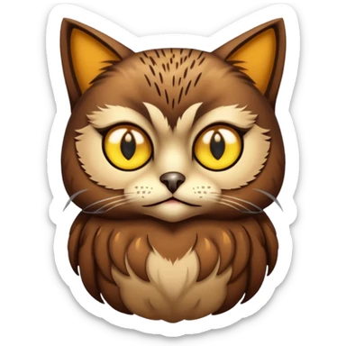 A cat with a owl body sticker