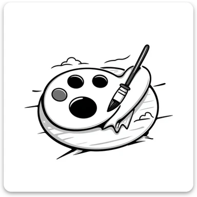 art palette with paintbrush sticker