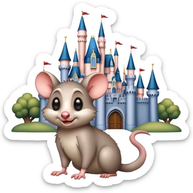 Possum in front of Disney castle  sticker