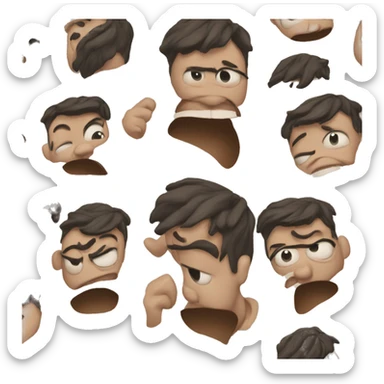 a clumsy, messy, sad man sticker