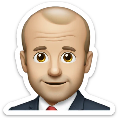 Emmanuel Macron with baldness sticker
