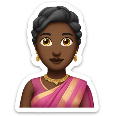 Tall chubby curvature mediumdark skinned women wearing saree in pink colour  sticker