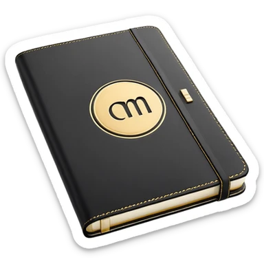 A closed black Moleskine notebook with 'AGENDA' embossed on the cover, professional meeting planner sticker