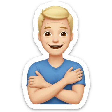 arms crossed holding neck laughing guy sticker