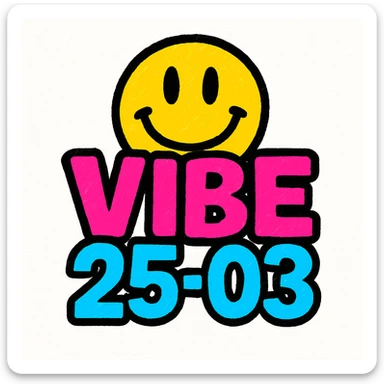 logo for VIBE25-03, vibrant colors, dynamic shapes, playful yet professional, event vibe sticker