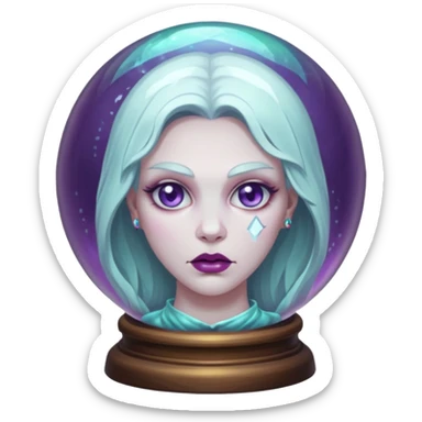 A Ghoulish Lady's head in a crystal ball sticker