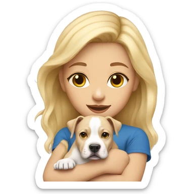 blonde girl with a pitbull puppy sticker