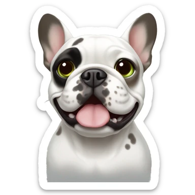 French bulldog white with brown spots and greenish grey eyes sticker