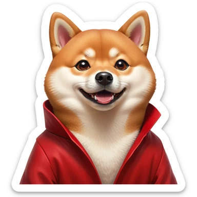 Cinematic Comical Shiba Inu Portrait Emoji, Head tilted dramatically with an exaggeratedly amused or surprised expression, featuring a striking red coat with a creamy underbelly, wide, expressive brown eyes filled with exaggerated disbelief, Simplified yet hilariously expressive features, highly detailed, glowing with a slightly sassy glow, high shine, dramatic yet playful, stylized with an air of cheeky defiance, bright and endearing, soft glowing outline, capturing the essence of a spirited and over-the-top companion, so meme-worthy it feels like it could side-eye its way into internet fame instantly! sticker