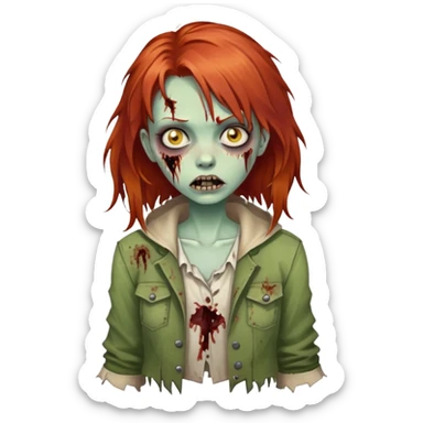 redhead zombie girl sticker
