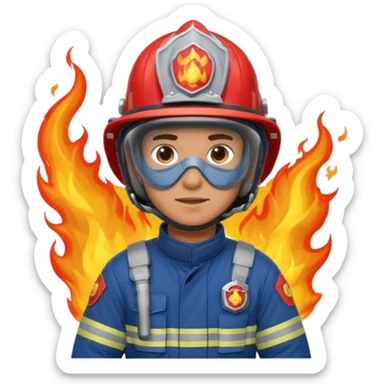 male firefighter on fire blue uniform sticker