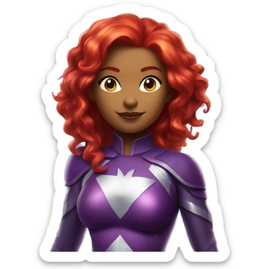 dc comics starfire glowing red hair; purple and silver outfit sticker